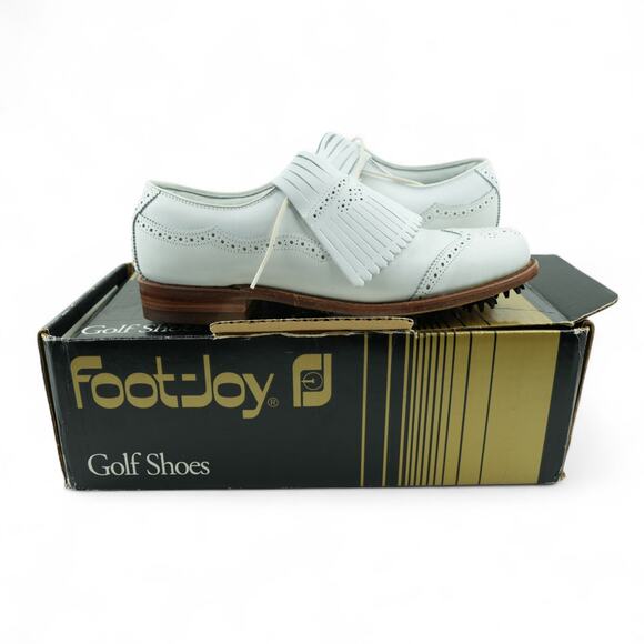 Vintage 80s FootJoy Golf Shoes Womens 8.5AA 90159 Classics White Made in USA - Picture 10 of 16
